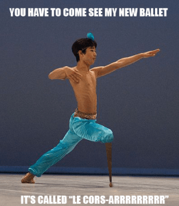 Le Cors-arrrrrrrr.  (With apologies to By Fanny Schertzer (Own work) [GFDL (http://www.gnu.org/copyleft/fdl.html) or CC BY-SA 3.0 (http://creativecommons.org/licenses/by-sa/3.0)], via Wikimedia Commons)