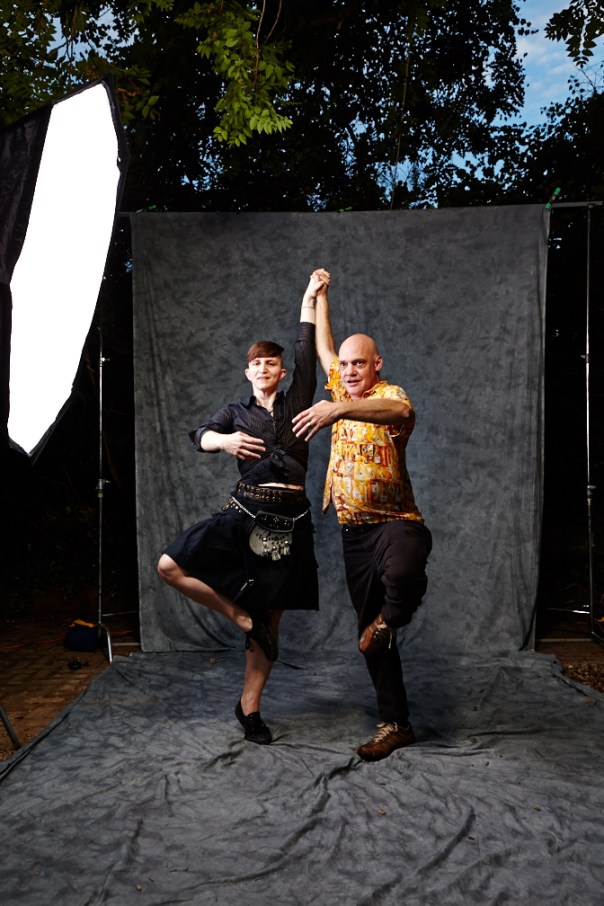 Asher and Denis standing in passe.  Photo by Marge Ely, August, 2015.